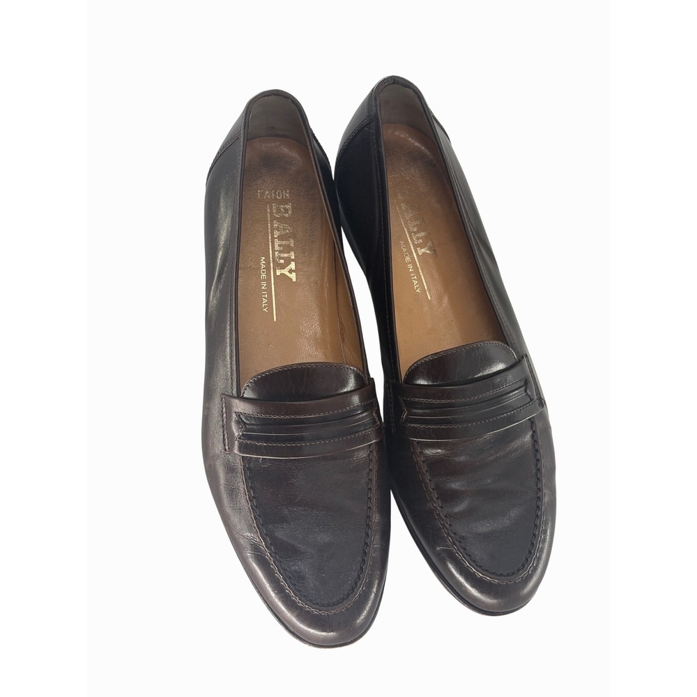 Vintage Bally Loafers Brown Men Size 8.5 Leather Made In Italy
